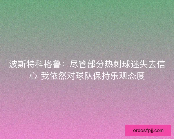 波斯特科格鲁：尽管部分热刺球迷失去信心 我依然对球队保持乐观态度