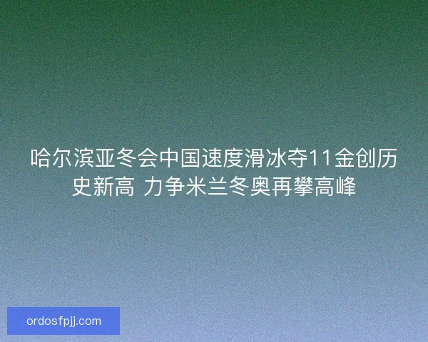 哈尔滨亚冬会中国速度滑冰夺11金创历史新高 力争米兰冬奥再攀高峰